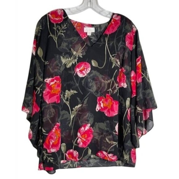 Belle by Kim Gravel Tops - Belle by Kim Gravel Poppy Printed Blouse MEDIUM (6767)